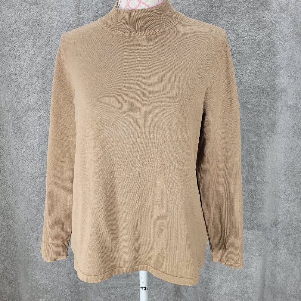 Pendleton Petite Women's Silk Blend Mock Neck Sweater in Camel Size XL